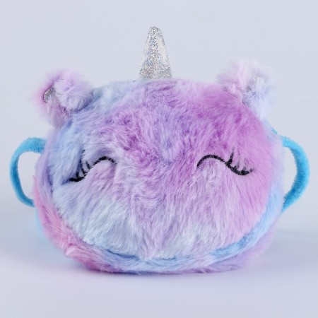 Plush handbag "unicorn" on the lace, lilac color-1
