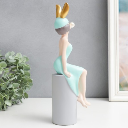 Souvenir Polystone "Girl ears Bunny, with a bubble on the column" Mix 29x7x10 cm-2