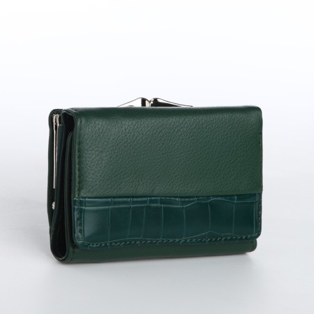 Women's wallet on magnet, green color