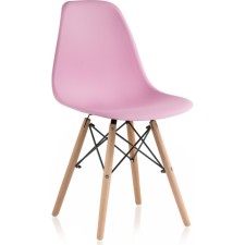 Пластиковый стул Eames массив бука/металл/пластик, натуральный/розовый 46x52x83 см