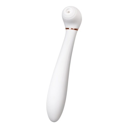 Vibrator with vacuum stimulation Flovetta Jasmine, 23 cm, silicone, white color-5