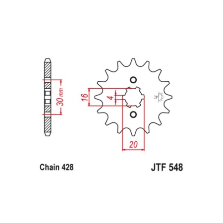 Leading star JT SPROCKETS JTF548-13, circuit 428, 13 teeth