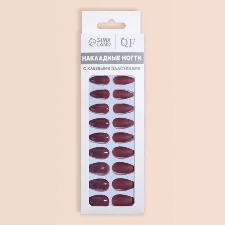 Follow nails, 24 pcs, with glue plates, the shape of the almonds, matte/glossy, cherry color-7