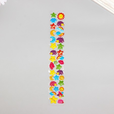Stick plastic volumetric "Wild animals/weather" with gold stroke mix 33.5x6 cm-1