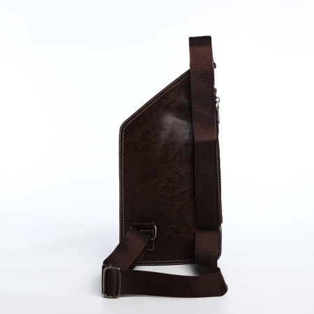 Male sling bag made of artificial leather, brown color-3