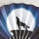 Fan plastic, textiles h = 27 cm "howling wolf" blue-black, with a brush