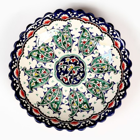 Largan Rishtan ceramics "Flowers", 32 cm, blue, deep-6