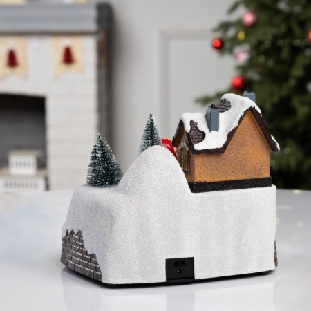 LED figure "Train and Snowman" 20 × 20 × 16 cm, polystone, AAX3 batteries (not complete), USB, glow warm white-7