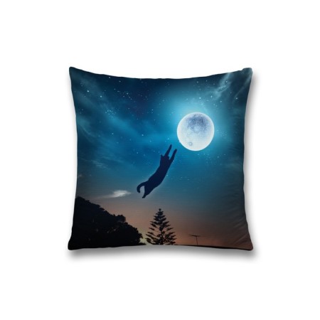 Decorative pillowcase "Cat jumps on the moon", on a zipper, size 45x45 cm