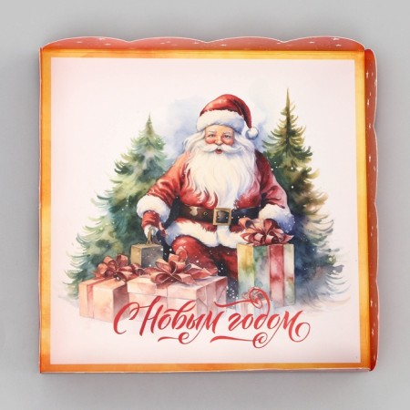 Cookie box, confectionery packaging, "Santa Claus", 15 x 15 x 3 cm, New Year-4