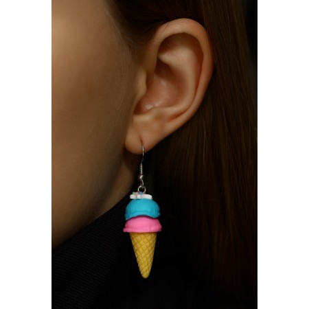 Earrings Assorted "Sweets" Ice Cream in the Horn, The color of the pink blue-6