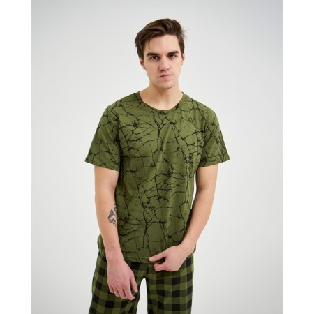 Home costume (T -shirt, trousers) male, green color, size 48-3