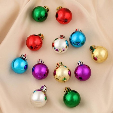 Set of balls plastic D-3 cm, 12 pcs "gloss" rainbow mix