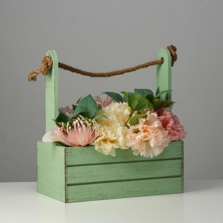 Kashpo wooden 25.5 × 15 × 30 cm "Provence", pen Kanat, Green