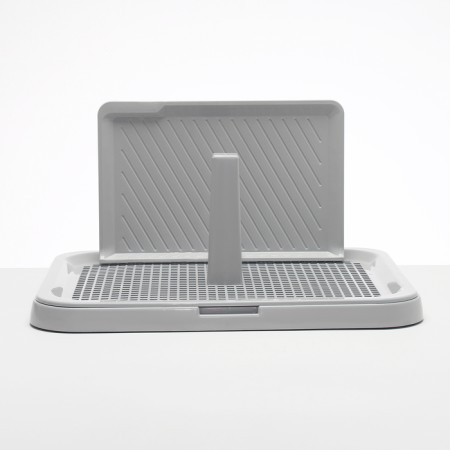 Dog toilet with a column and a wall of 51 x 41 x 27cm, light gray-1