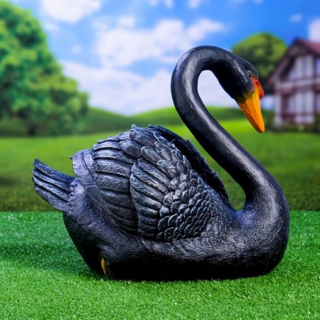 Garden figure "Swan" Black, 34x25x40cm-2