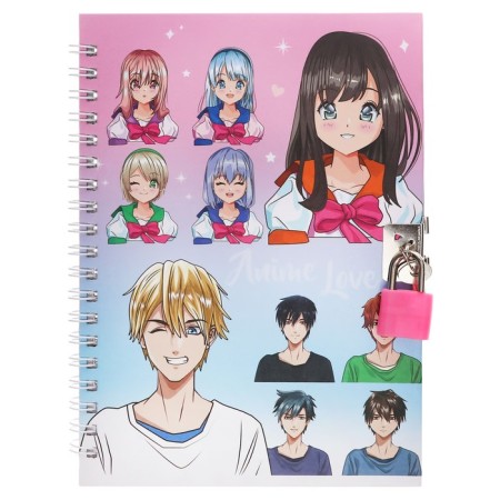 Notepad 48 sheets (13 x 18 cm) Mazari "Anime", with a lock, a linked inner block, 70 g/m2, 4 MIX design-7