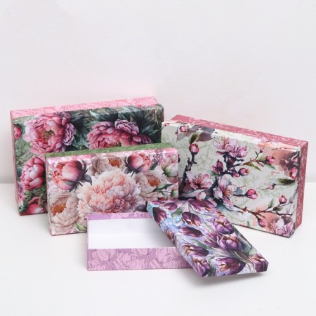 Set of rectangular boxes 4 in 1, "spring flowers", 30 x 20 x 8 - 24 x 14 x 5 cm-1