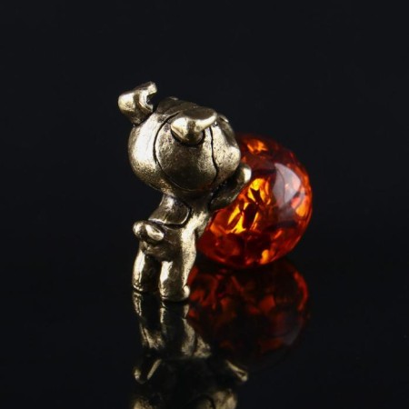 Souvenir "Dog", brass, amber resin, 2.9x1.5x2.0 cm-2
