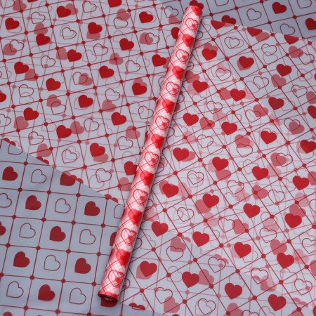 Matte Film Transparent "Hearts", 58 cm x 10 m, red-4