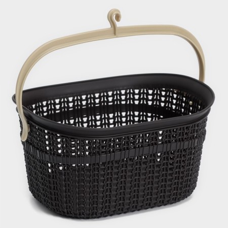 Set for the bathroom 7 items: basket 4 pcs, basket for linen, bucket for garbage, ruff, brown color-9