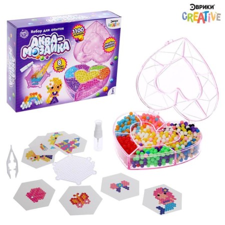 Aquamosaic "Heart", 8 cards, 1100 balls-1