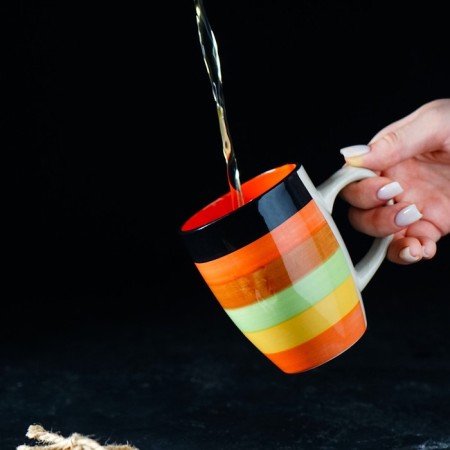 Ceramic Dolyana Mug "India", 300 ml, color orange color-5