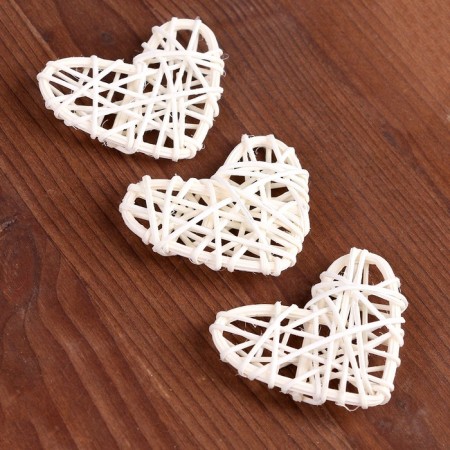 Decor for creativity from the vine "Heart" set of 3 pcs., Size 1 pc. - 6.5 × 6 cm, natural color-1