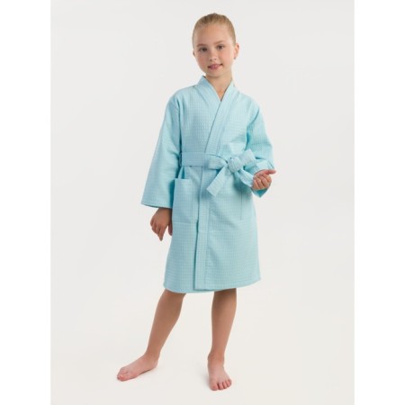 Waffle children's robe "kimono", size 32, blue color