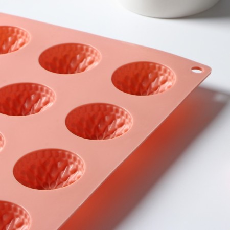 Baking uniform “Chrysanthemum”, silicone, 30 × 18 × 2 cm, 15 cells, peach color-3