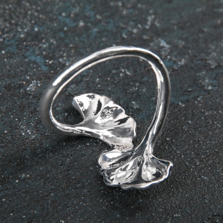 Lotus napkin ring, 4 × 5 cm, silver color-2