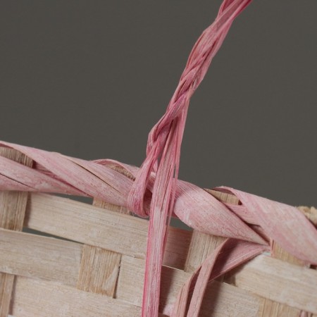 Wicker basket, d25 x 18 x 11/19 cm, pink, bamboo-2