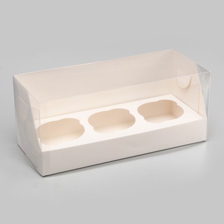 Confectionery packaging for 3 cupcake 24x10x10, white
