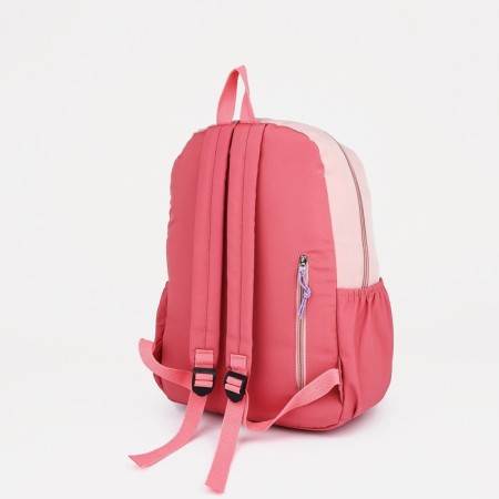A backpack with a zipper, 4 external pockets, pink color-1