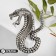 Brooch "Snake" Cobra, white color in black silver