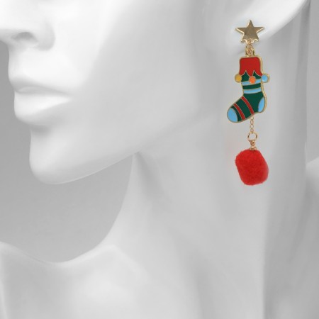 New Year! Earrings "New Year" snowman with toe, colored in gold-3