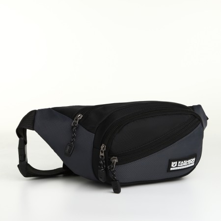 Lightning waist bag, 3 outer pockets, gray/black color