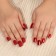 Patch nails, 12 pcs, with adhesive plates, a soft square shape, with sparkles, red