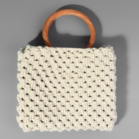Handles for the bag are wooden, woven, d = 10.2 / 12.5 cm, 2 pcs, the color is light brown-4