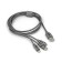 Cable 3 in 1 Byz BL-699, USB-Microusb/Lightning/Type-C, 3.1 a, 1.2 m, silver