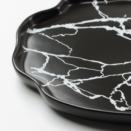 Ceramic Black Marble Coramic plate, 27 cm, black color-5