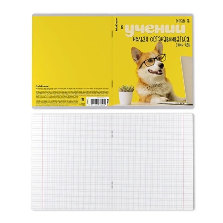 Notebook of 36 sheets in the Erichkrause Cage "Scientific Dogs", cover Combined Cardboard, Offset Block, Mix-6