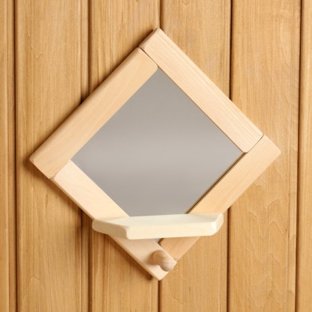 Small rhombus mirror with a shelf and hook, 20 × 20 cm