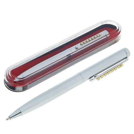 Gift handle, ball "rhinestones" in a plastic case, rotary, silver