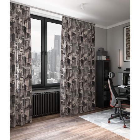 Curtain "Megapolis", size 200x280 cm, black-beige color