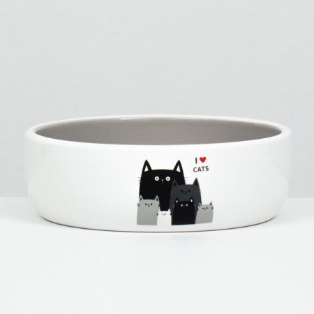 Ceramic "Favorite cats" 300 ml 13.4 x 4 cm, gray-white-2