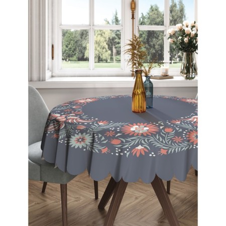The tablecloth “Ethnic Flower Pattern”, Round, Saten, D = 150 cm