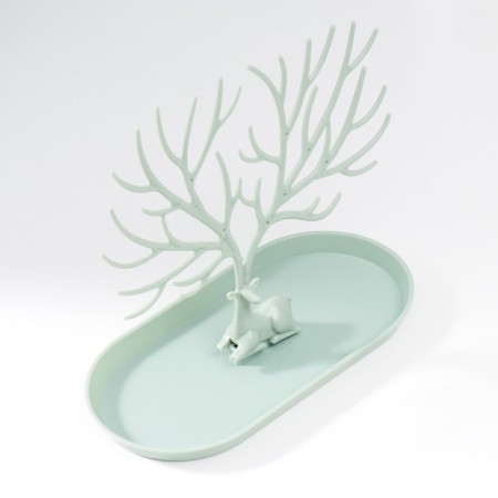 Plastic jewelry stand "Deer with branched horns" Green 21.5x12.5x24.5 cm-5