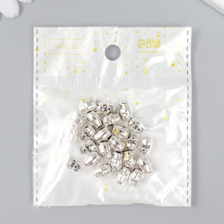 Busina for creativity Metal "Skull" silver G097B969 0.9x0.6 cm-4