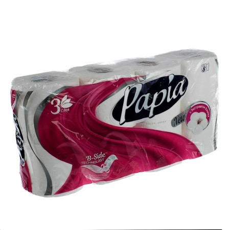 Papia toilet paper, white, 3 layers, 8 rolls-1